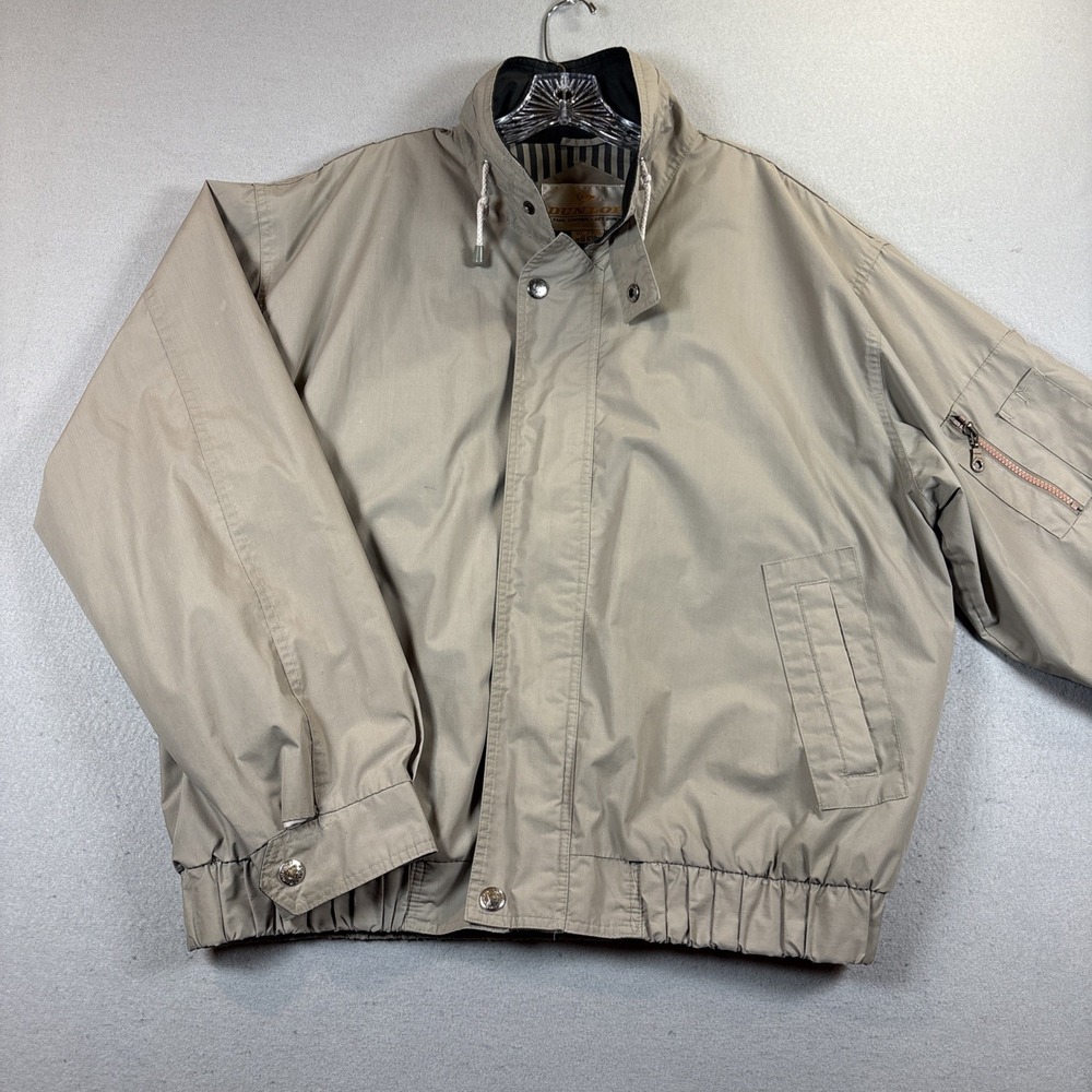 Vintage Dunlop Jacket Tan Windbreaker Made Korea Full Zip 90s Retro Mens XL